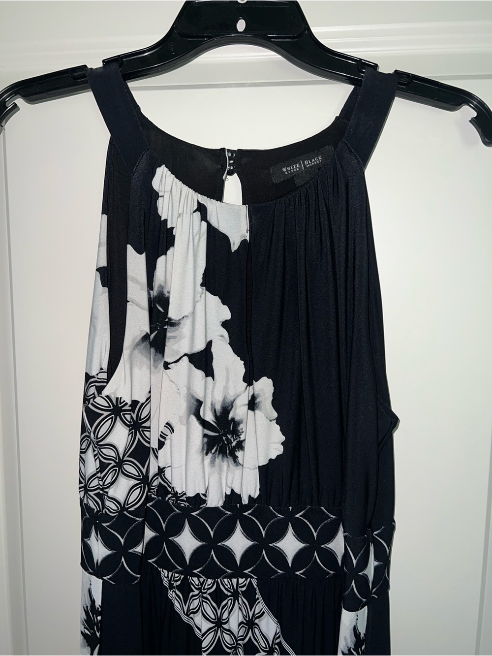 White House Black Market Black and White Printed Maxi Dress